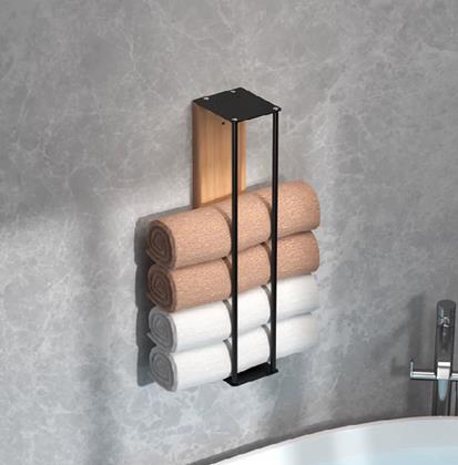 Imaginea din Suport de perete pentru prosoape lemn/metal 40 cm