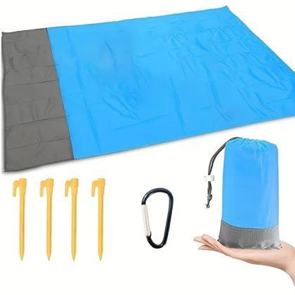 Imaginea din Saltea de plajă cu țăruși, rezistentă la apă și nisip, 2x2 m, albastră