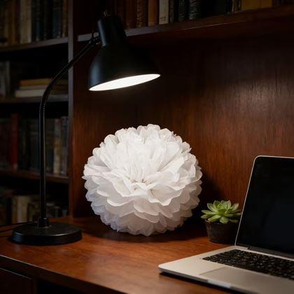 Imaginea din Decor din hârtie albă Pompom 20 cm, set 5 bucăți