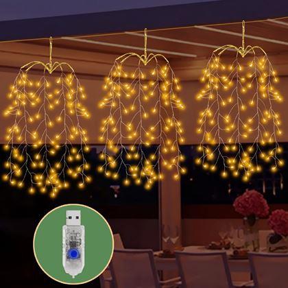 Imaginea din Lămpițe LED suspendate cu ramuri de salcie și alimentare prin USB