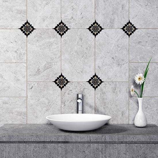 Imaginea din Autocolante pentru gresie - 20 bucăți - negru-galben