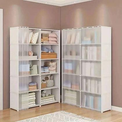 Imaginea din Raft din plastic/textil cu perdea, 80x155 cm