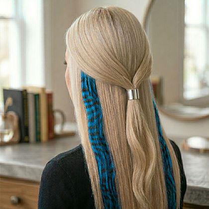 Imaginea din Șuviță colorată clip-in 45 cm, coadă de raton - albastru