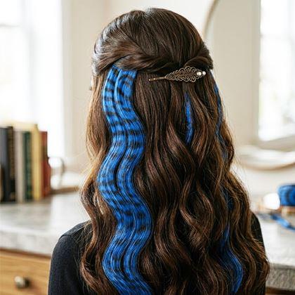 Imaginea din Șuviță colorată clip-in 45 cm, coadă de raton - albastru