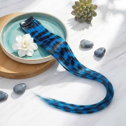 Imaginea din Șuviță colorată clip-in 45 cm, coadă de raton - albastru