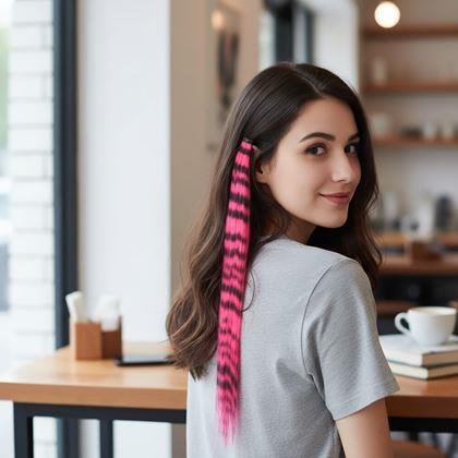 Imaginea din Șuviță colorată clip-in 45 cm, coadă de raton - albastru