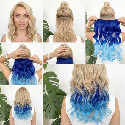 Imaginea din Clip in șuviță pentru evidențiere colorată a părului - albastru