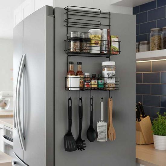 Imaginea din Organizer metalic pentru frigider negru
