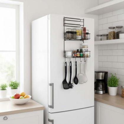 Imaginea din Organizer metalic pentru frigider negru