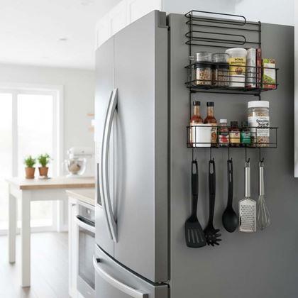 Imaginea din Organizer metalic pentru frigider negru