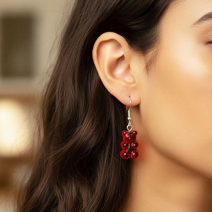 Imaginea din Cercei ursuleți de pluș  -  roșii