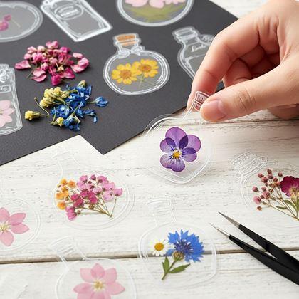 Imaginea din Ierbar DIY - autocolante cu flori uscate