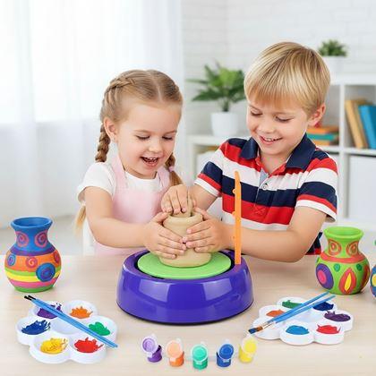Imaginea din Roata olarului pentru copii – set creativ cu lut și culori