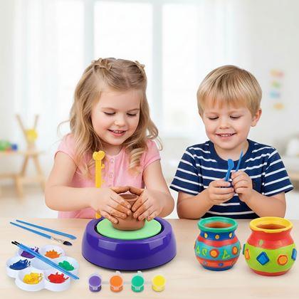 Imaginea din Roata olarului pentru copii – set creativ cu lut și culori