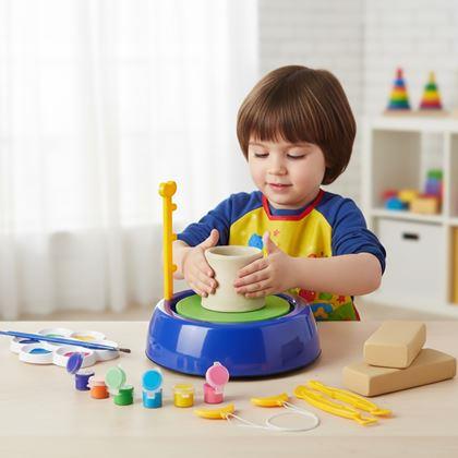 Imaginea din Roata olarului pentru copii – set creativ cu lut și culori