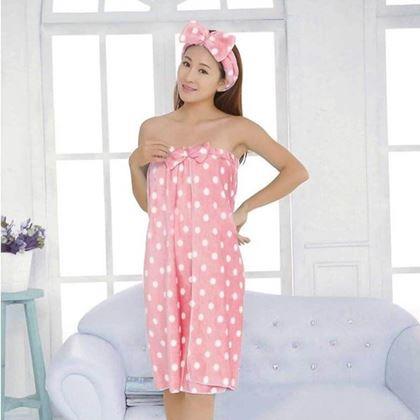 Imaginea din Rochie tip prosop cu bandă pentru păr -  roz deschis