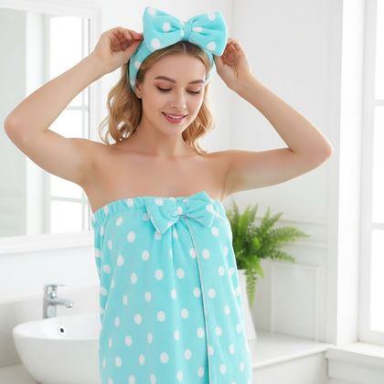 Imaginea din Rochie tip prosop cu bandă pentru păr -  albastru deschis
