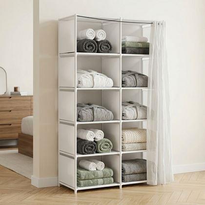 Imaginea din Raft din plastic/textil cu perdea, 80x155 cm