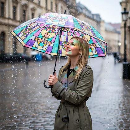 Imaginea din Umbrelă cu model - vitraliu