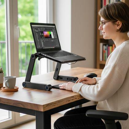 Imaginea din Măsuță portabilă reglabilă pentru laptop cu fante de ventilație