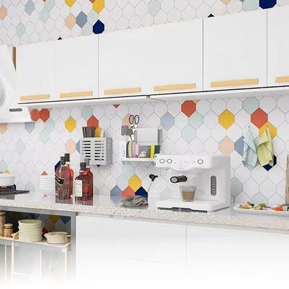 Imaginea din Tapet autoadeziv pentru bucatarie 100x60 cm - hexagoane colorate