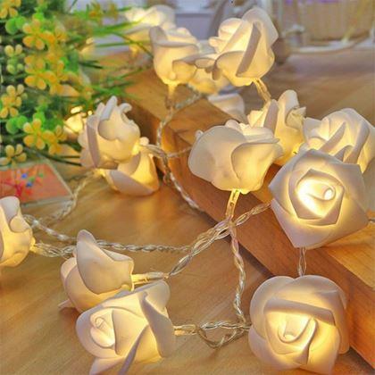 Imaginea din Șirag luminos LED pe baterii cu trandafiri – 20 de flori