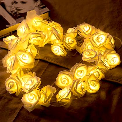 Imaginea din Șirag luminos LED pe baterii cu trandafiri – 20 de flori