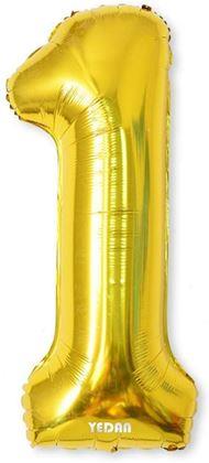 Imaginea din Balon maxi, cifră aurie 100 cm - 1