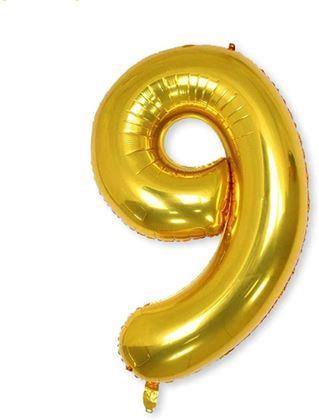 Imaginea din Balon maxi, cifră aurie 100 cm - 9