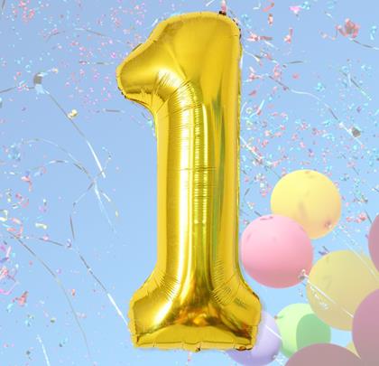 Imaginea din Balon maxi, cifră aurie 100 cm - 1
