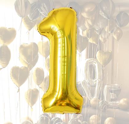Imaginea din Balon maxi, cifră aurie 100 cm - 1