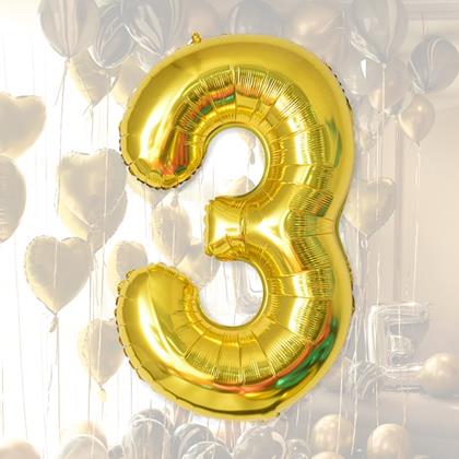 Imaginea din Balon maxi, cifră aurie 100 cm - 3
