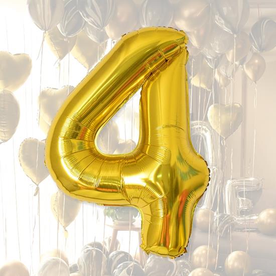 Imaginea din Balon maxi, cifră aurie 100 cm - 4