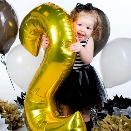 Imaginea din Balon maxi, cifră aurie 100 cm - 5