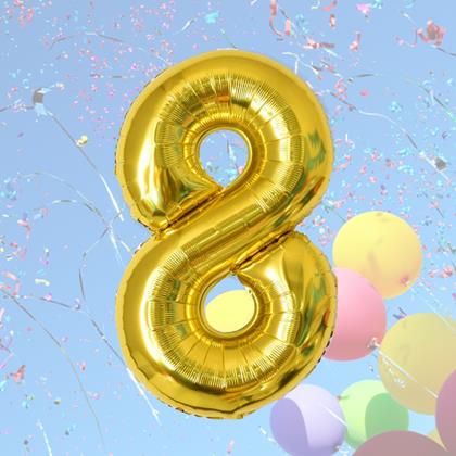Imaginea din Balon maxi, cifră aurie 100 cm - 8