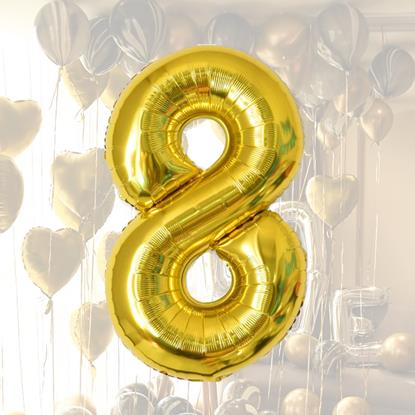 Imaginea Balon maxi, cifră aurie 100 cm