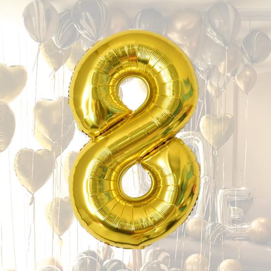 Imaginea din Balon maxi, cifră aurie 100 cm - 8