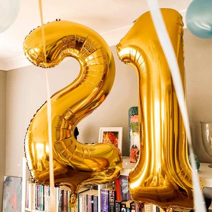 Imaginea din Balon maxi, cifră aurie 100 cm - 5