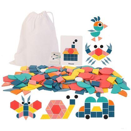 Imaginea din Puzzle din lemn - forme geometrice 180 buc