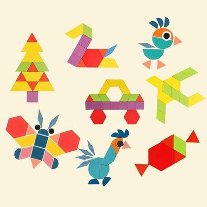 Imaginea din Puzzle din lemn - forme geometrice 180 buc