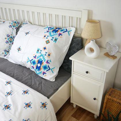Imaginea din Lenjerie bumbac - ornamente turcoaz