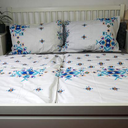 Imaginea Lenjerie bumbac - ornamente turcoaz