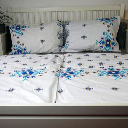 Imaginea din Lenjerie bumbac - ornamente turcoaz