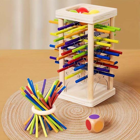 Imaginea din Joc din lemn cu bețișoare 2 în 1 – logică, motricitate fină, concentrare