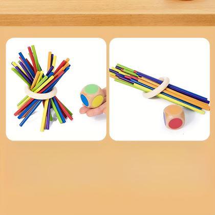Imaginea din Joc din lemn cu bețișoare 2 în 1 – logică, motricitate fină, concentrare