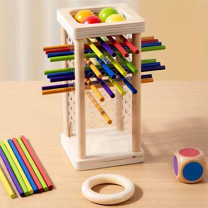 Imaginea din Joc din lemn cu bețișoare 2 în 1 – logică, motricitate fină, concentrare