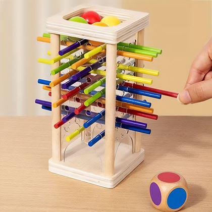 Imaginea din Joc din lemn cu bețișoare 2 în 1 – logică, motricitate fină, concentrare