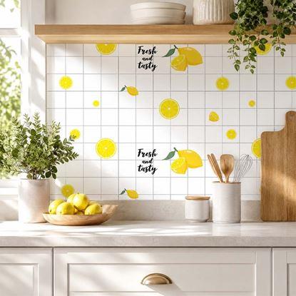 Imaginea Tapetă decorativă autoadezivă pentru bucătărie 49x60 cm - lămâi proaspete