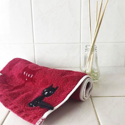 Imaginea din Prosop cu pisică 50x25 cm  -  roșu