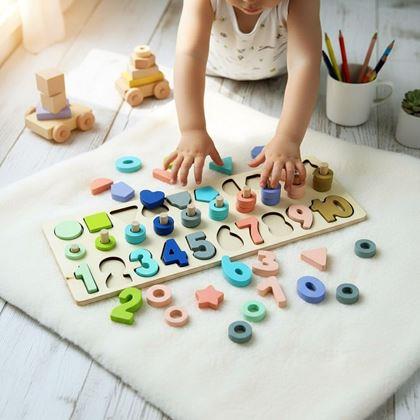 Imaginea din Puzzle din lemn – cifre, forme, numărare